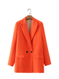 And Summer 2024 New Simple Loose Double-Breasted Suit Jacket New Suit For Women In Spring And Autumn-Outfit