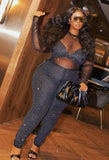 Plus Size Black Sequins Long Sleeve