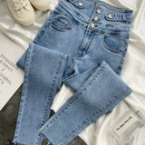 High Waist Women'S Trousers Denim Streetwear Jean Vintage Girls Jeans Woman Pants Pencil Slim Stretch Femme Pantalon