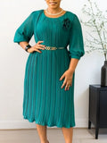 Women's 2025 Short-Sleeved Square Neck Solid High-Waisted Lotus-Leaf-Side Bag OL Pencil Skirt African