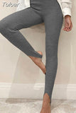 Skinny Elastic High Waist Stretchy Sports Sweatpants Women Trousers Slit Fashion Flared Leggings Joggers 2023