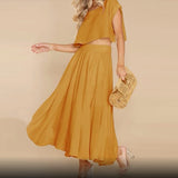 Casual White Solid Women Skirt Set Sleeveless Crop Tops And Button Pockets Skirts Ladies Suit Summer Beach Style