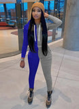 Casual Contrast Hoody Top And Pant 2 Piece