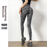 Legging Bubble Buttock Gym Pants Sports Clothing Zebra Pattern High Waist Full Length Workout Leggins Fittness