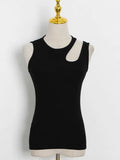 y2k White Cut Out Women's Tank Tops Sleeveless Slim T Shirts Female Clothing 2023 Summer Fashion crop top women camisetas-Outfit