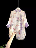 Improved New Chinese Style Five-Sleeved Loose Shirt Summer Light Luxury Sweet Leisure National Style Jacket Sunscreen Coat-Outfit
