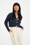 Trendyol Crop Hair Braided Knitwear Cardigan