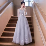 Dress Banquet Light Luxury Niche Host Dignified Atmospheric Dinner Long Long Sleeve Dress Student Art Exam