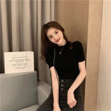 Short-Sleeved T-Shirt For Women's Summer 2025 New Knitted Bottom Shirt With Bubble Sleeves Short