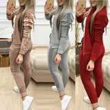 autumn multi-color two-piece casual women's suit with contrast color sports two-piece