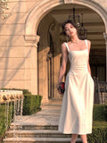 Evening Midi Maxi Dresses for Women Party Office Lady Sexy Sleeveless Strap Bodycon One Piece Dress Beach Korean