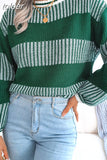 O-neck Knitted Pullover Autumn Casual Stripe Loose Sweater 2023 Long Sleeve Fashion Woman Spring Chic Soft Tops