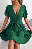 Waist Flutter Sleeve Ruffled