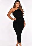 One Shoulder Scrunch Long Party
