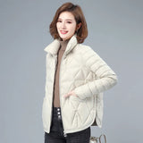 Winter Women Lightweight Down Cotton Jacket 2021 New Solid Stand Collar Short Jacket Plus Size Female Cotton Padded