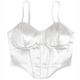Women Curved Hem Satin Cami Top-Outfit