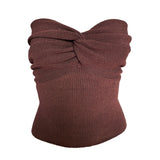 Spring And Summer Women's Explosive Pure Color Cross-Knitted Knitted Bra Vest