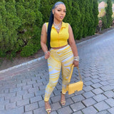 Sexy Zip Up Crop Top Pants Sets Fashion Printed Leggings Womens Two Peice Sets Club Outfits Sportswear