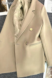 Women Fashion Long Sleeve Chic Blazer Business Single-breasted Notched Temperament Outerwear Design Style Lapel