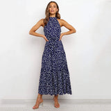 Summer Long Dress Floral Casual Beach Dresses Halter Strapless Sundress 2022 Ladies Vintage Clothes For Women