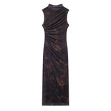 Women's Clothing 2025 Spring New Sleeveless Folding Decorative Fan Flute Dress Dress