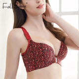 Leopard Front Closure Bra Wireless Beauty Lace Back Bras for Women Plunge Push Up