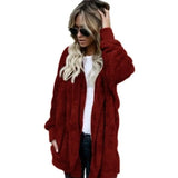 autumn and winter plush warm cotton coat mid-length double-sided