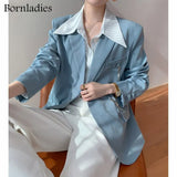 New Autumn Chic Loose Women Solid Blazer Full Sleeve Chain Double Breasted Female Suit Jackets Casual Ladies