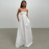 Summer New Women's Solid Color Slings To Take Long Dress Sleeveless Casual Comfortable