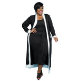 Piece Sets Plus Size Women Clothing 2021 Fall Clothes Wholesale Dress with Belt Long Sleeve Coat Matching Suits