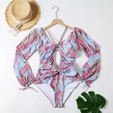 Sleeve Swimwear Women 2021 New Printed One Piece Swimsuit Female Plus Size Swimwear Monokini Bathing Suit Summer Beach