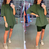 Summer casual two piece set top and pants women sets short sleeve fashion loose outfits shorts suit 2020 female co