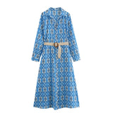 New Belt Printed Long Dress 9878142-Outfit