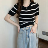 Lazy Wind Collar High-Waist Temperament Short Top Women Summer New Chic Korean Version Of Short-Sleeved