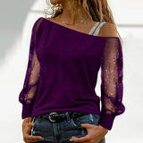 Fashion Woman T shirts Long Sleeve Tee Solid Colour Sexy Off Shoulder Tops Casual Streetwear Vintage Women Clothes