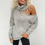 Autumn Winter Oversize Pullovers Sweaters Women Off Shoulder Turtleneck Sweater Long Sleeve Women's Cashmere Loose