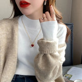 Casual Half Turtleneck Sweater Women Pullover Elegant Long Sleeve Knit Tops New Autumn Winter Basic Jumper Clothes