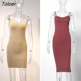 Seamless Nude Slip Dress 2023 Summer Women Adjustable Strap Sexy Vestidos Stretchy Bodycon Slim Midi Dress