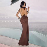 Fashion Solid-Colored Sleeveless Ribbon Dress In Autumn
