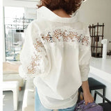 Hollow Out Lace Blouse Shirt Fashion Womens Tops 2020 Backless Half Sleeve Ladies Solid White Office Blouse Women 1310