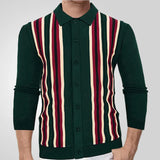Men's Men's Spring Thin Knits Business Casual Long Sleeve Striped Polo