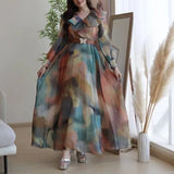 Spring And Summer New Printing Screen Dress Commuter Large Size Women's