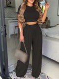 Women's Explosive Elegant Wind Short Sleeve Two-Set Printed Trousers Suit