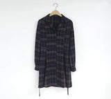 Plaid New Autumn Spring A Line Office Lady Dress Women Turn down collar Long Sleeve grid Casual Dresses Robe Femme