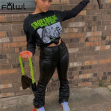 Fall Faux Pu Leather Black Pants High Waist Stacked Pants Women Trousers Winter Skinny Legging Sexy Bodycon Pants