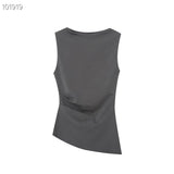 Women's Dressed Type Shipnecked Folded Vest White 2025 New