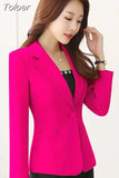 Solid Color Elegant Red Blazer Women Jacket England Style Slim Fit Long Sleeve Outerwear Notched Collar Single Button