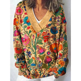 Christmas Abstract 3D Print Big V-Neck Long-Sleeved