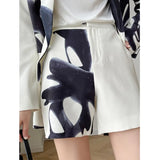 Women Pattern Printed Big Size Blazer New Lapel Long Sleeve Loose Fit Jacket Fashion Tide Spring Autumn 2023