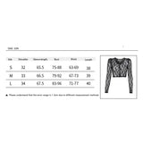 Women Lace T-shirts Fall Winter 2024 Sexy Mesh Crop Top Clothes 2000s Clothes y2k Fairy Grunge Long Sleeve Top Streetwear Club-Outfit